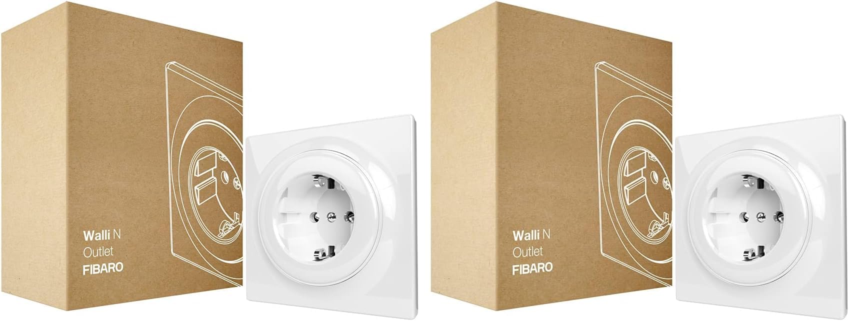 Toma de corriente tipo F FIBARO N Outlet para empotrar tus enchufes blancos, pack de 2 unidades