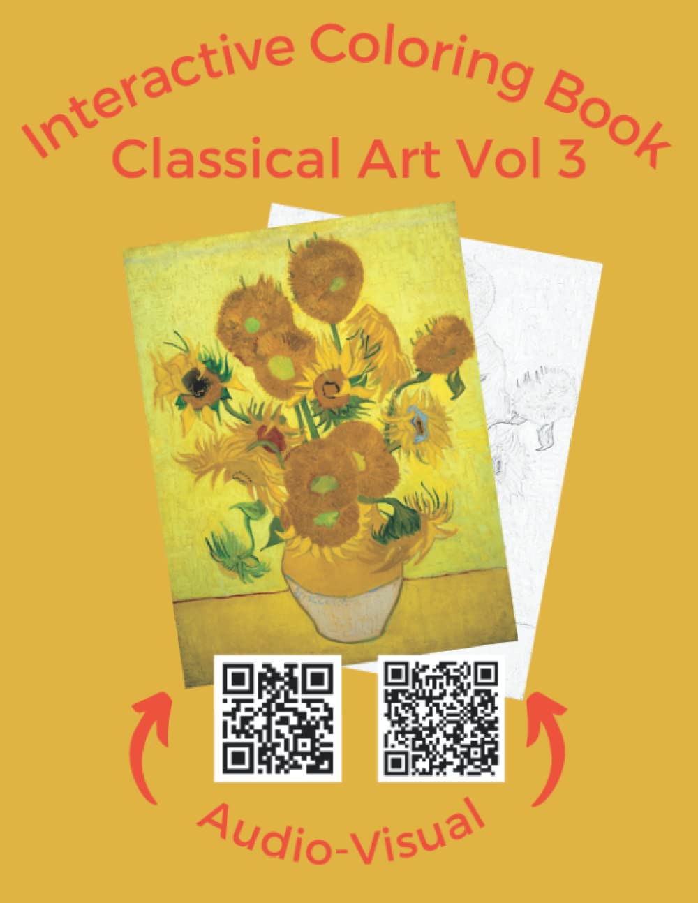 Interactive Coloring Book: Classical Art Vol 3 | AI-generated coloring images | QR accessed full-color originals | QR accessed binaural beat meditation music