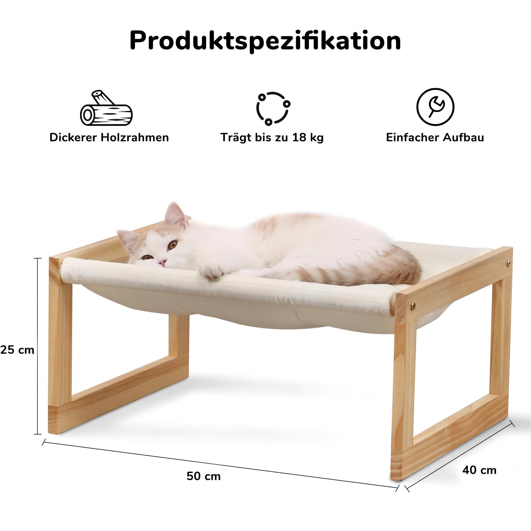 FUKUMARU Katzenbett, Plüsch-Samt-Katzenbetten für Indoor-Katzen, Katzenhängematte aus Holz, 50,8 x 40,6 cm, geeignet für Katzen, Hunde, Kaninchen, Kätzchen und Kleintiere