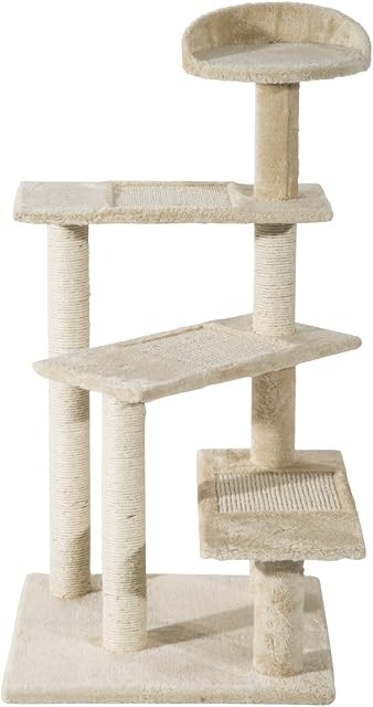 PawHut Cat Tree for Indoor Cats Kitten Scratch Scratching Scratcher Sisal Post Climbing Tower Activity Centre Beige
