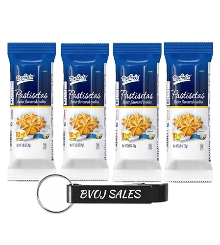 Marinela Patisetas Galletas con sabor a mantequilla, 10 unidades, paquete de 4 (1) clip magnético BVOJ SALES