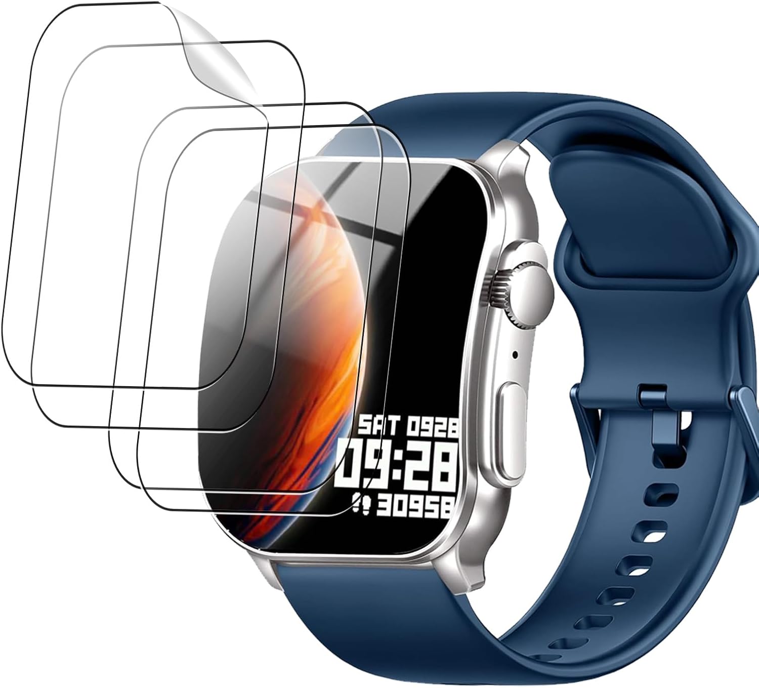 4 Pack Screen Protector for Poounur KW281A 2.01inch Smart Watch– 6H TPU Film,Anti-Scratch,Anti-Fingerprint,Bubble-Free,Shatterproof,Dustproof,Touch Sensitive,Full Protection for Watch Display