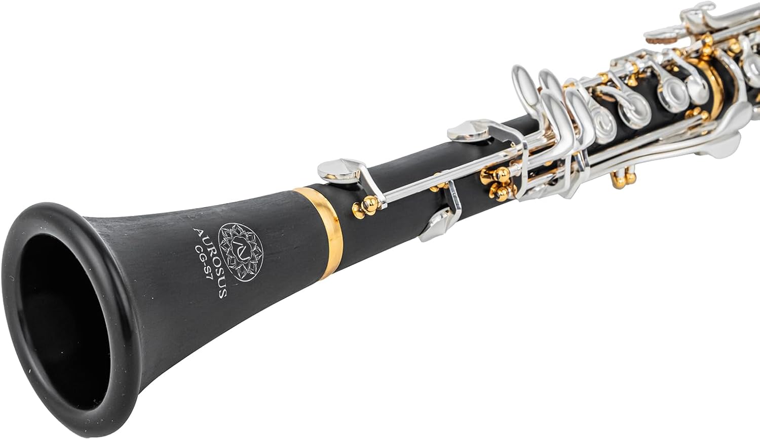 CG-S7 Bb Soprano Clarinet with Plateau Mechanism and Covered Holes 17 Nickel Silver Keys ABS Body Gold Posts Ideal for Saxophonists Small Hands and Handicaps