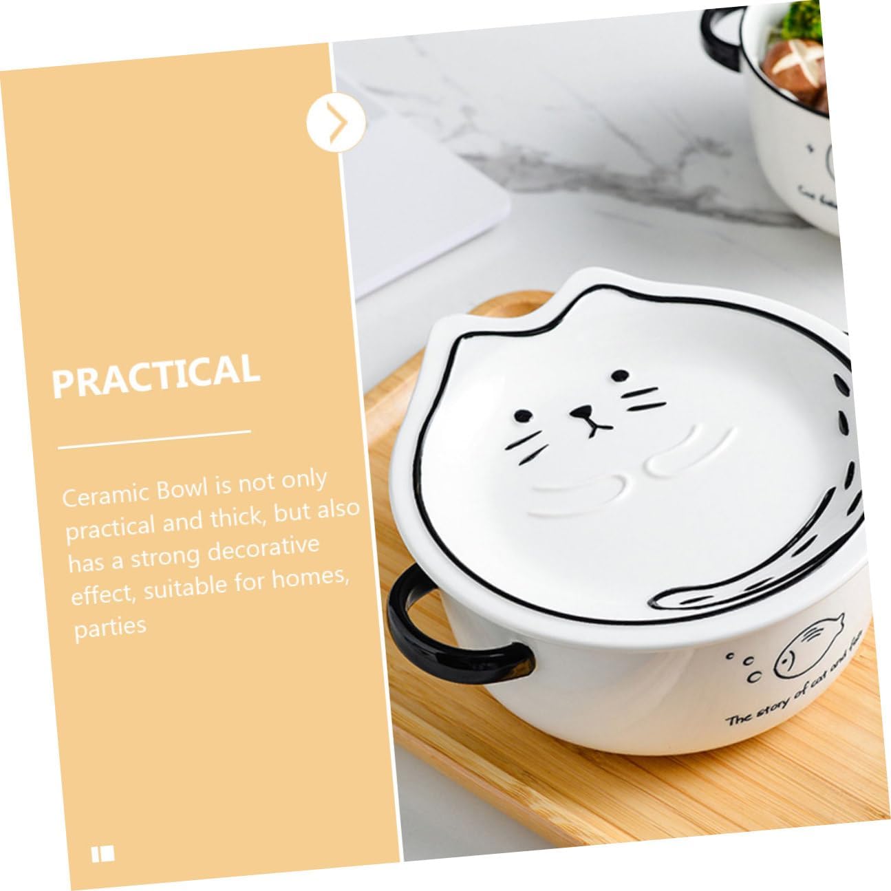 Mobestech Japanese Style Ceramic Noodle Bowl with Lid Large Soup Bowl for Household Use Cute Food-grade Ceramic Ramen and Soup Dish and Easy to Clean for Students and Dormitories
