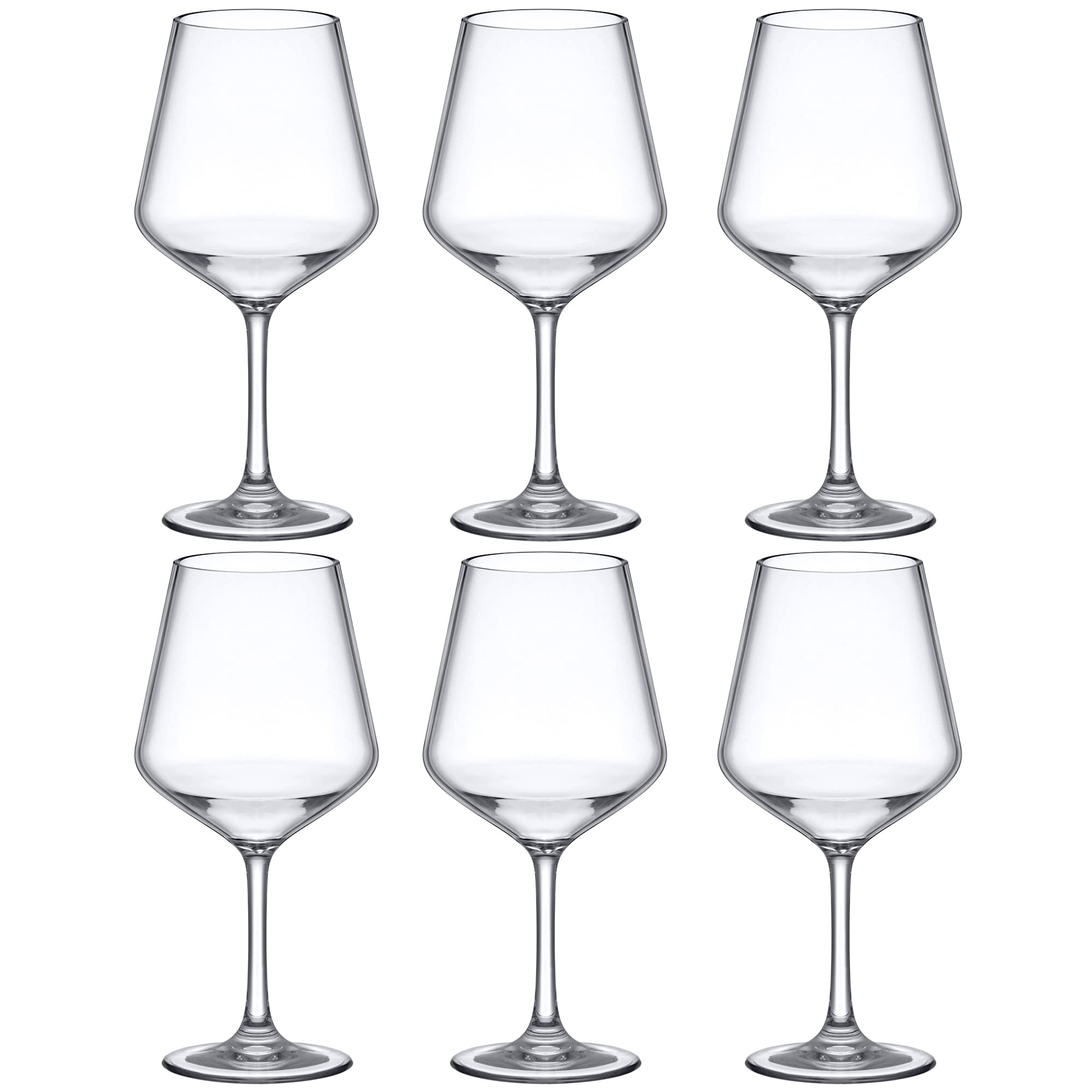 Amazing Abby - Sasha - Copas de vino Tritan irrompibles de 14 onzas (juego de 6), copas de vino de plástico, reutilizables, sin BPA, aptas para lavavajillas, perfectas para piscina, al aire libre,