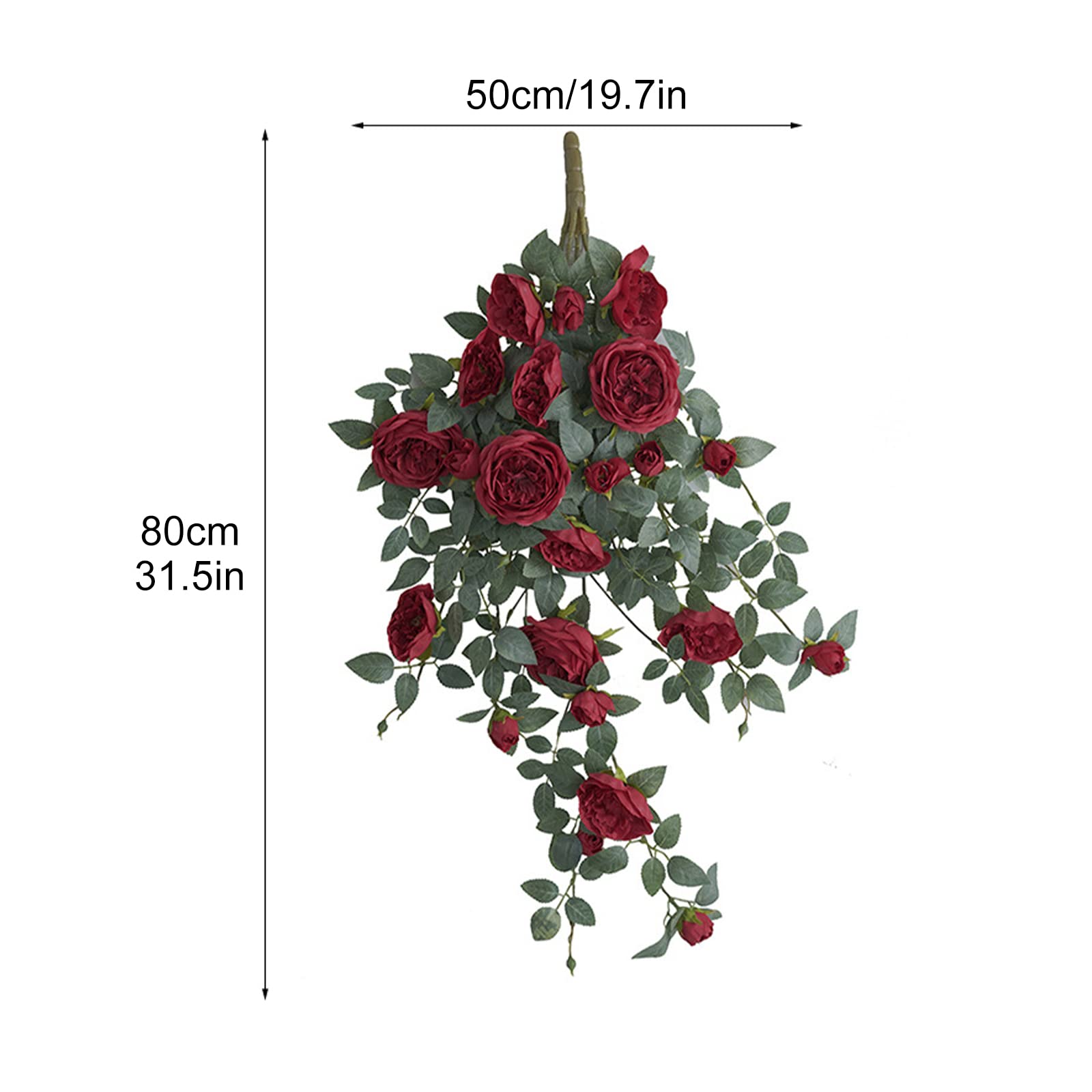 Wnvivi Artificial Rose Flower Swag, 32 Inch Decorative Flower Swag with Green Leaves Artificial Teardrop Wreath Spring Summer Flower Arrangements for Front Door Wall Table Decor, White