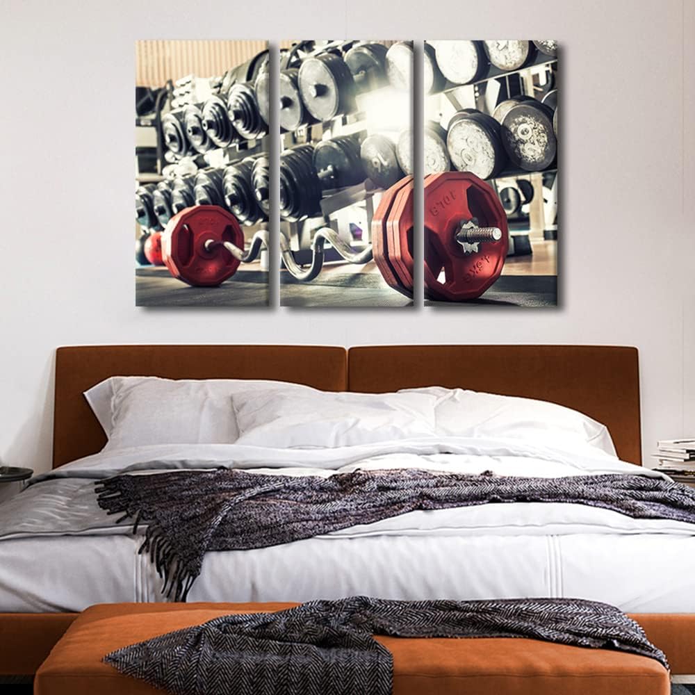 Canvas Art Wall Decor Weight Lifting Training Bedroom Wall Art Barbell Pictures for Living Room Sport Fitness Wall Painting Muscle Gym Modern Wall Art Stretched and Framed Ready to Hang 36"Wx24"H - Image 4