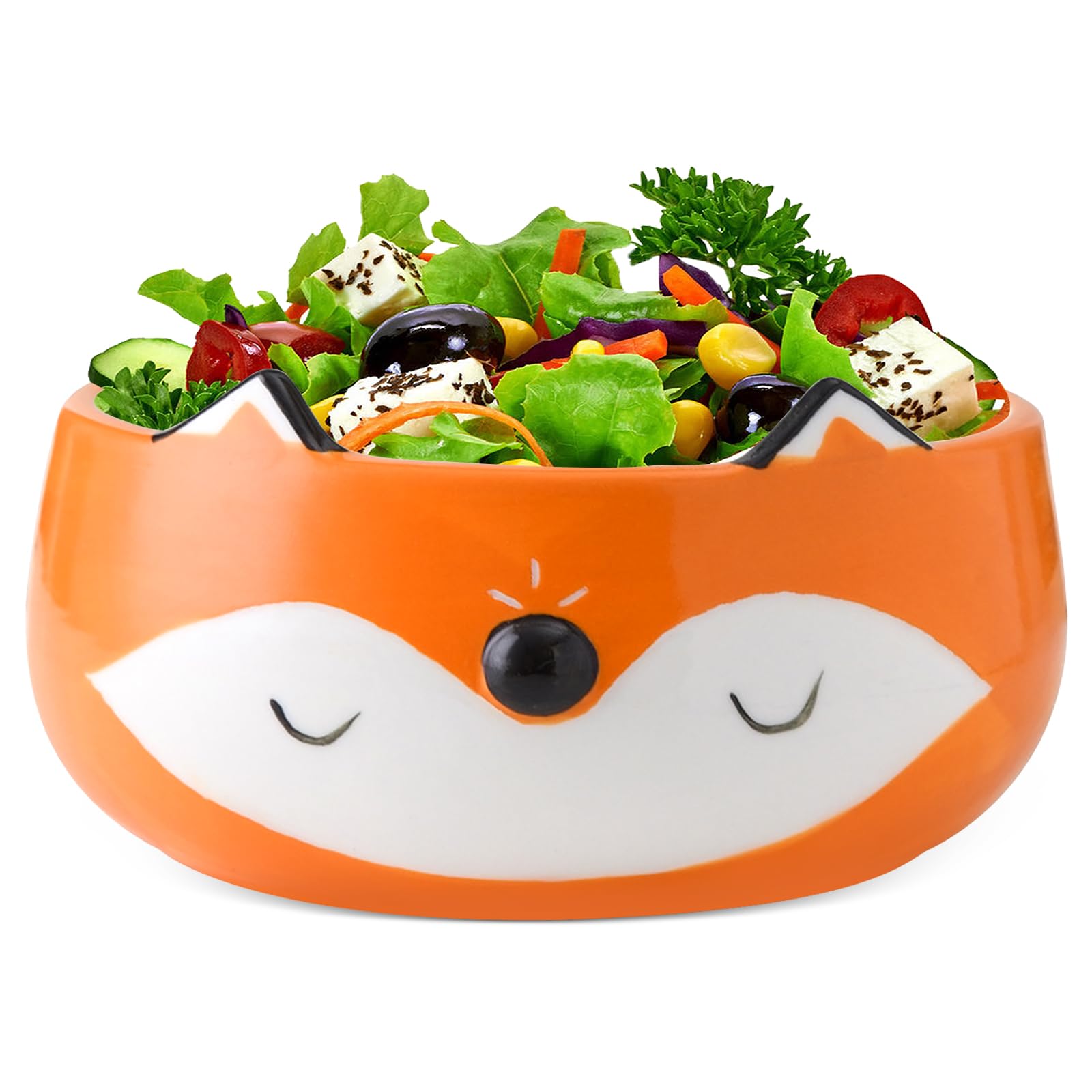 BOUFEIDA Cereal Bowls, Fox Cereal Bowl, Stoneware Bowl in Cute Fox Look, Unbreakable Cereal Bowls, Fruit Bowl for Salad, Soup, Fruit Bowl