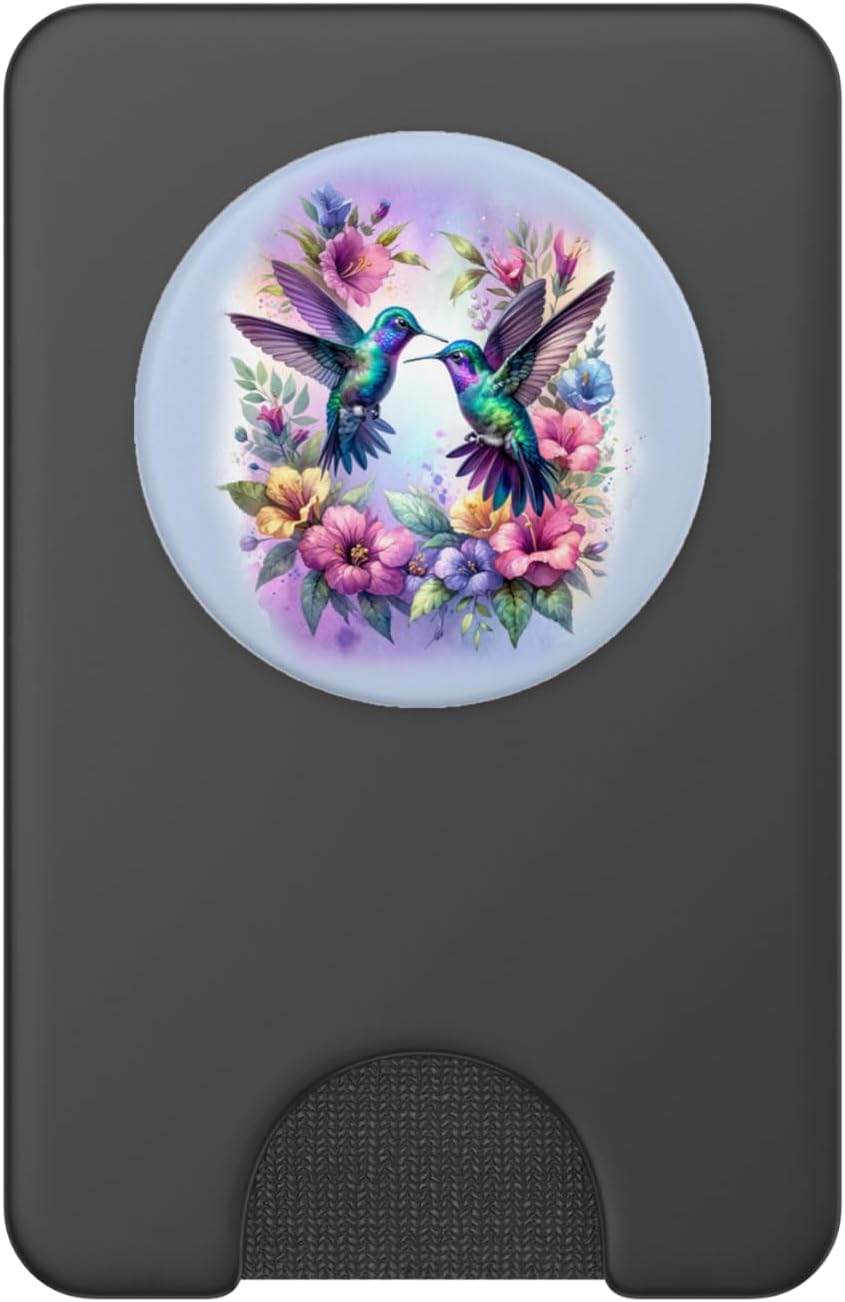 Adorable Purple Hummingbird Flower Cute Birds Floral Purple PopSockets PopWallet for MagSafe