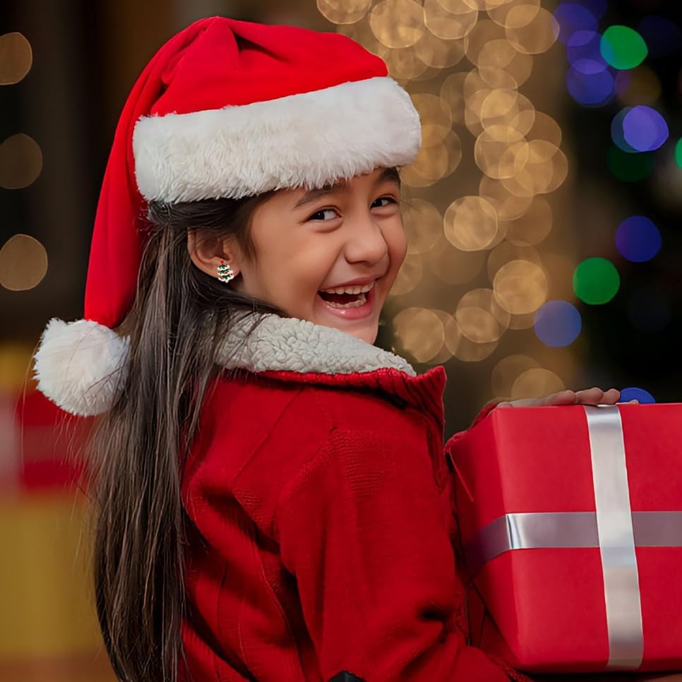 18 Pairs Hypoallergenic Christmas Flat Back Earrings for Women Girls Sensitive Ears Surgical Stainless Steel Bow Snowflake Christmas Tree Gnome Screw Back Stud Earrings for Teen Kid Xmas Jewelry Gifts - Image 6