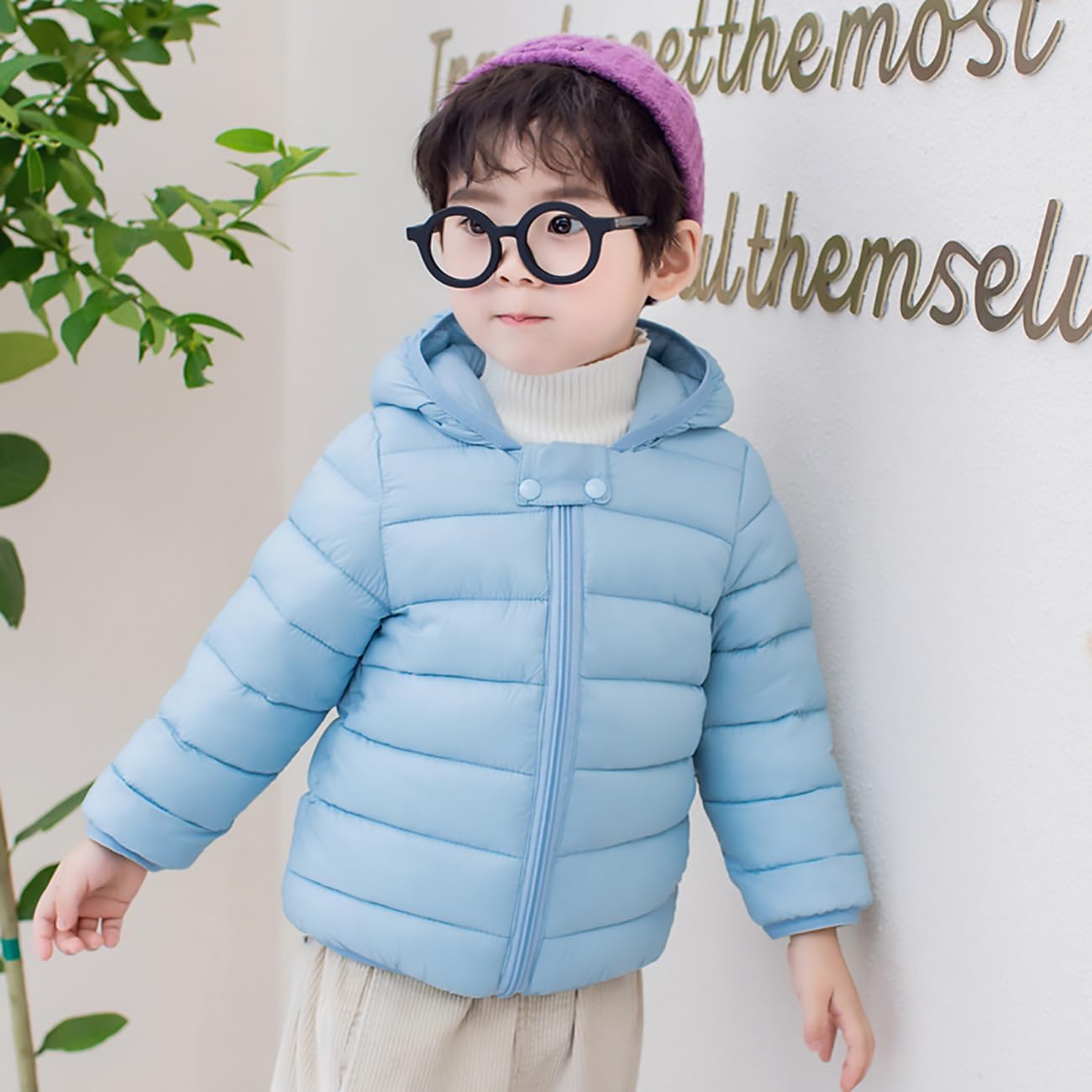 AIWUHE Baby Puffer Jacket Hooded Light Winter Coats Bear Ears Zipper Up Down Coats Outwear for Toddler Boys Girls 6M-4T image 2