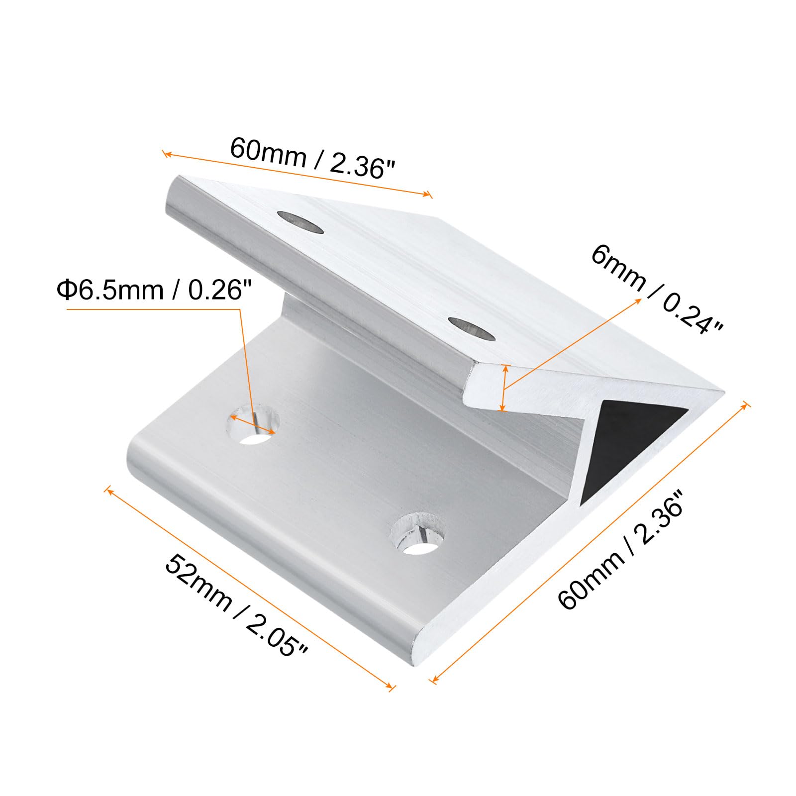 uxcell 2Pcs 45 Degree Angle Aluminum Profile Corner Brackets, Corner Brace Joint Connectors for 6060 Series (Silver Tone) - Image 2