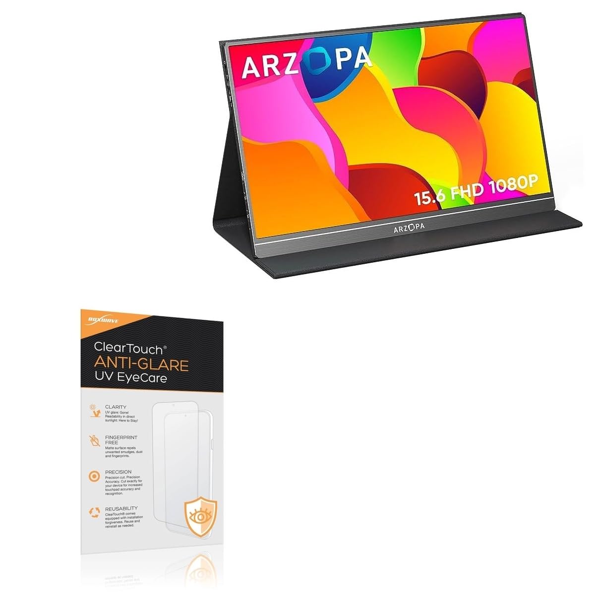 BoxWave Screen Protector Compatible With Vilva Portable Monitor V156F1 (15.6 in) - ClearTouch Anti-Glare Anti-UV EyeCare (2-Pack), Filters out Harmful Blue Light Reduce Fatigue