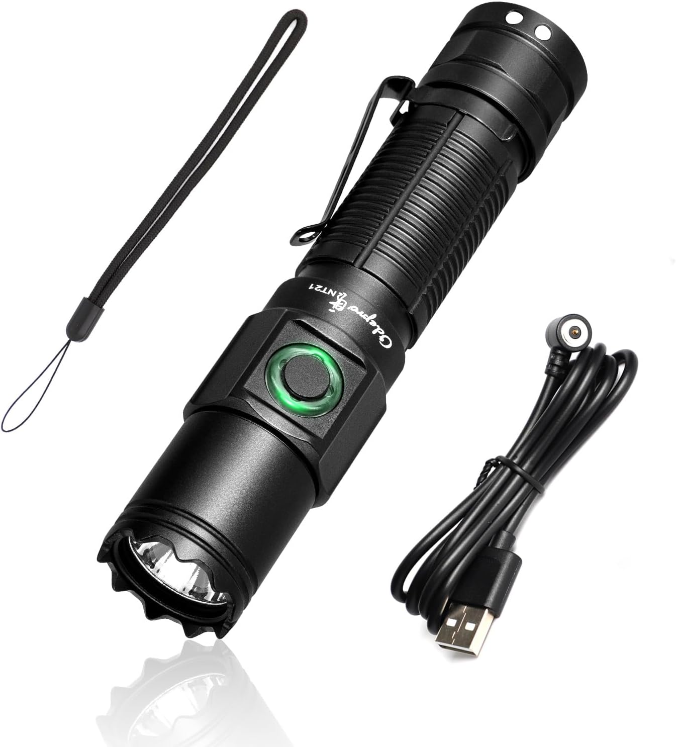 NT21 1200 Lumen Small Bright Rechargeable Flashlight with Power Display, IP67 Waterproof, 5 Light Modes, 984ft Long Throw EDC Pocket-Size Torch for Camping Searching Emergency
