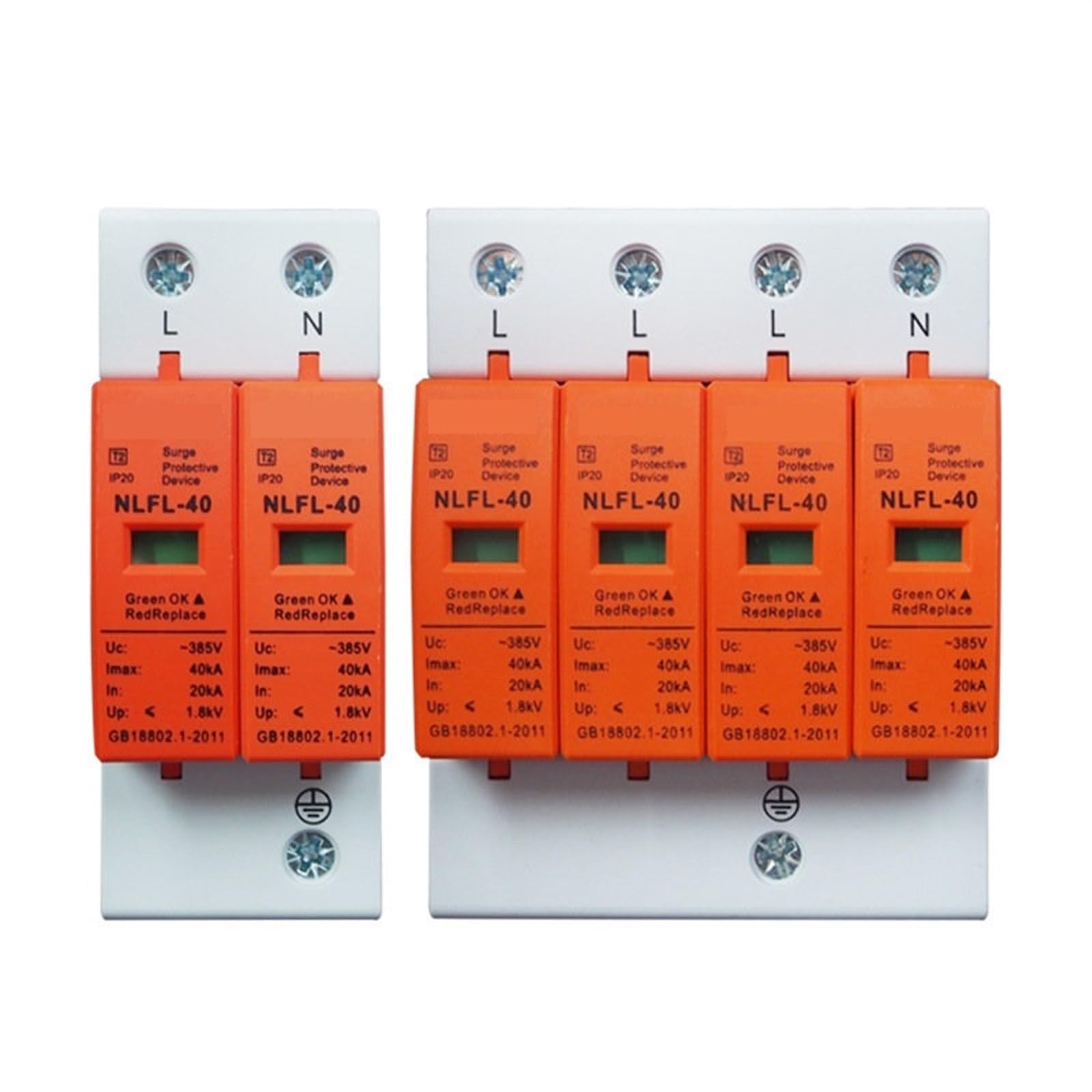 Parafoudre AC SPD 20KA capacité de décharge élevée 385V protection modulaire 2P