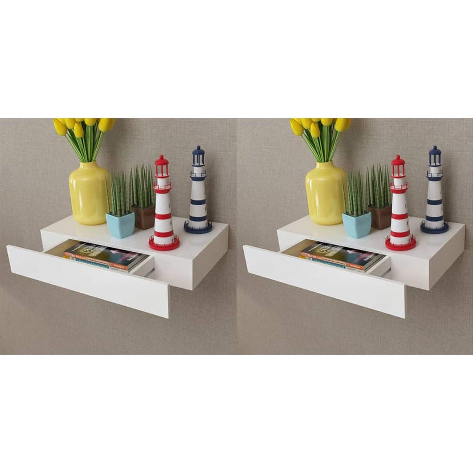 Étagère murale blanche pour chambre et salon lot de 2 tablettes flottantes
