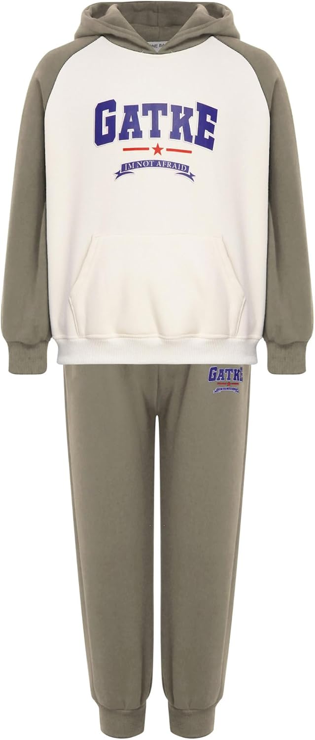 Kids Boys Sweatsuits 2 Piece Fleece Sweatshirts And Pants Set Winter Outdoor Activities Tracksuits