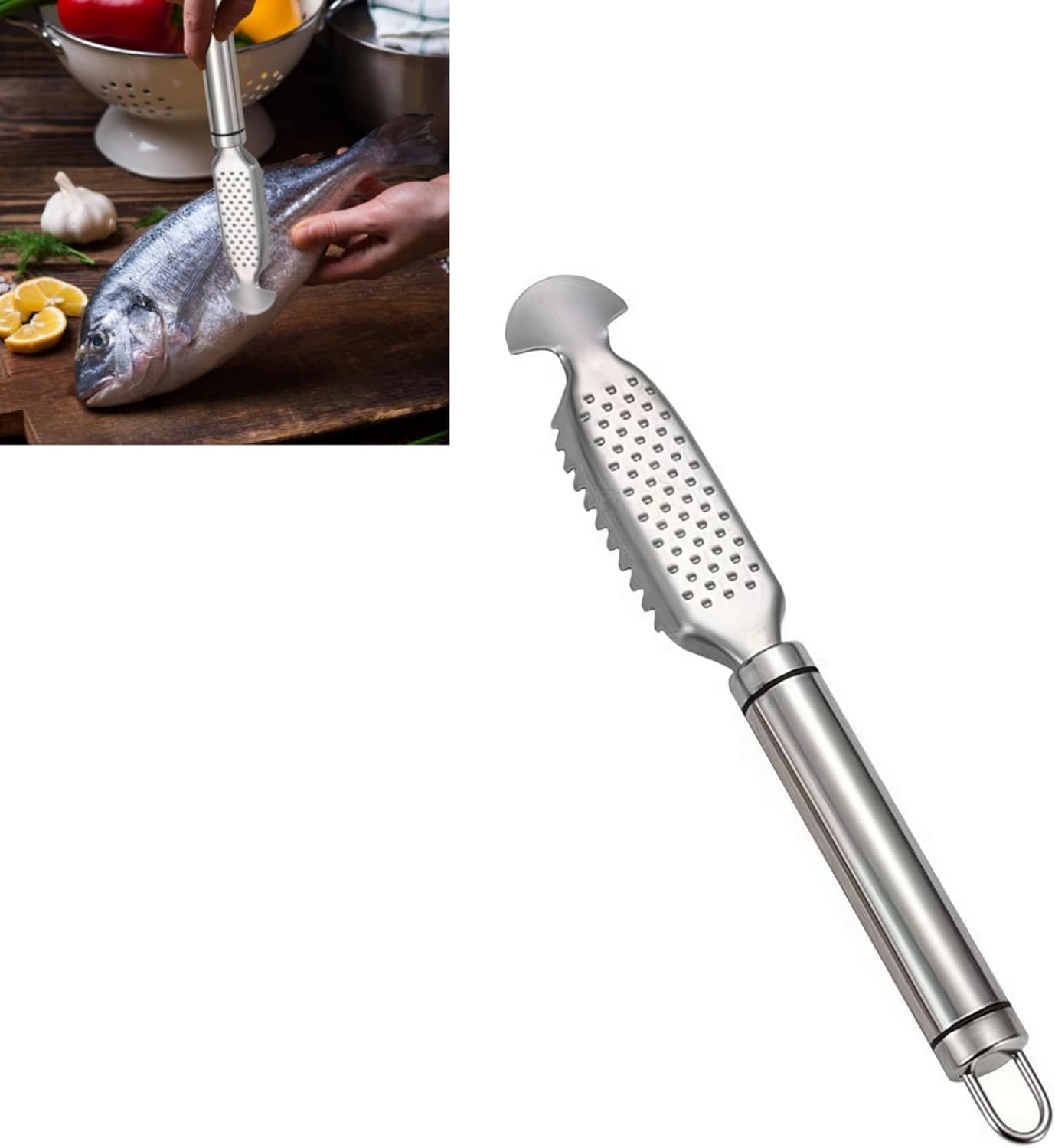 Txuolin 1Pc Stainless Steel Fish Scales Scraping Tool,Multifunction Fish Scale Knife Fish Cleaning Kit,Fish Scale Peeler,Fish Descaler Tool,Fish Scaler Remover,Fish Scaler Tools