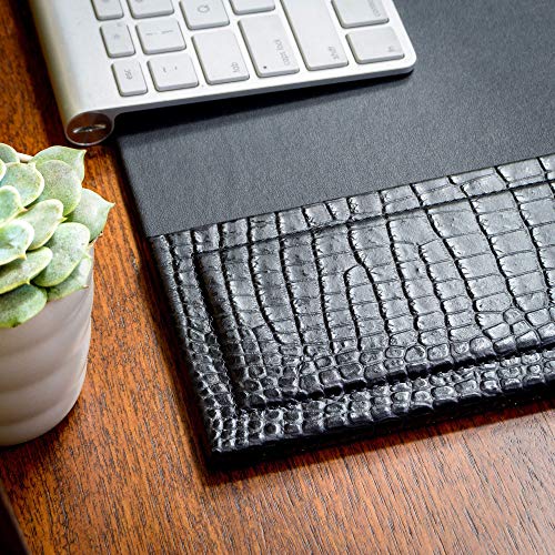 Dacasso Black Crocodile Embossed Leather 34" x 20" Side-Rail Desk Pad by Dacasso - Image 6