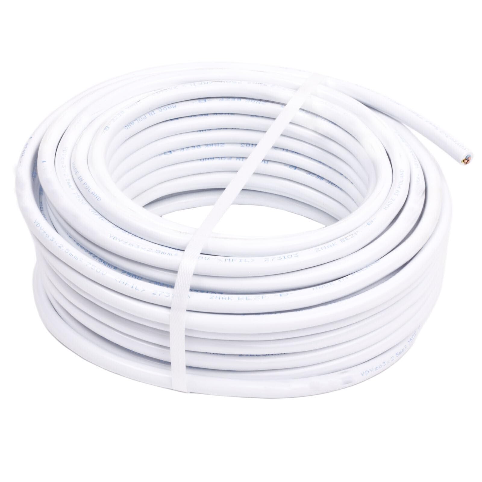 Installationskabel Stromkabel Rundkabel Mantelleitung Elektrokabel rund Feuchtraumkabel YDY NYM-J 3x2,5 mm2 450/750V Kabel Elektroleitung Volldraht 50 m Ring