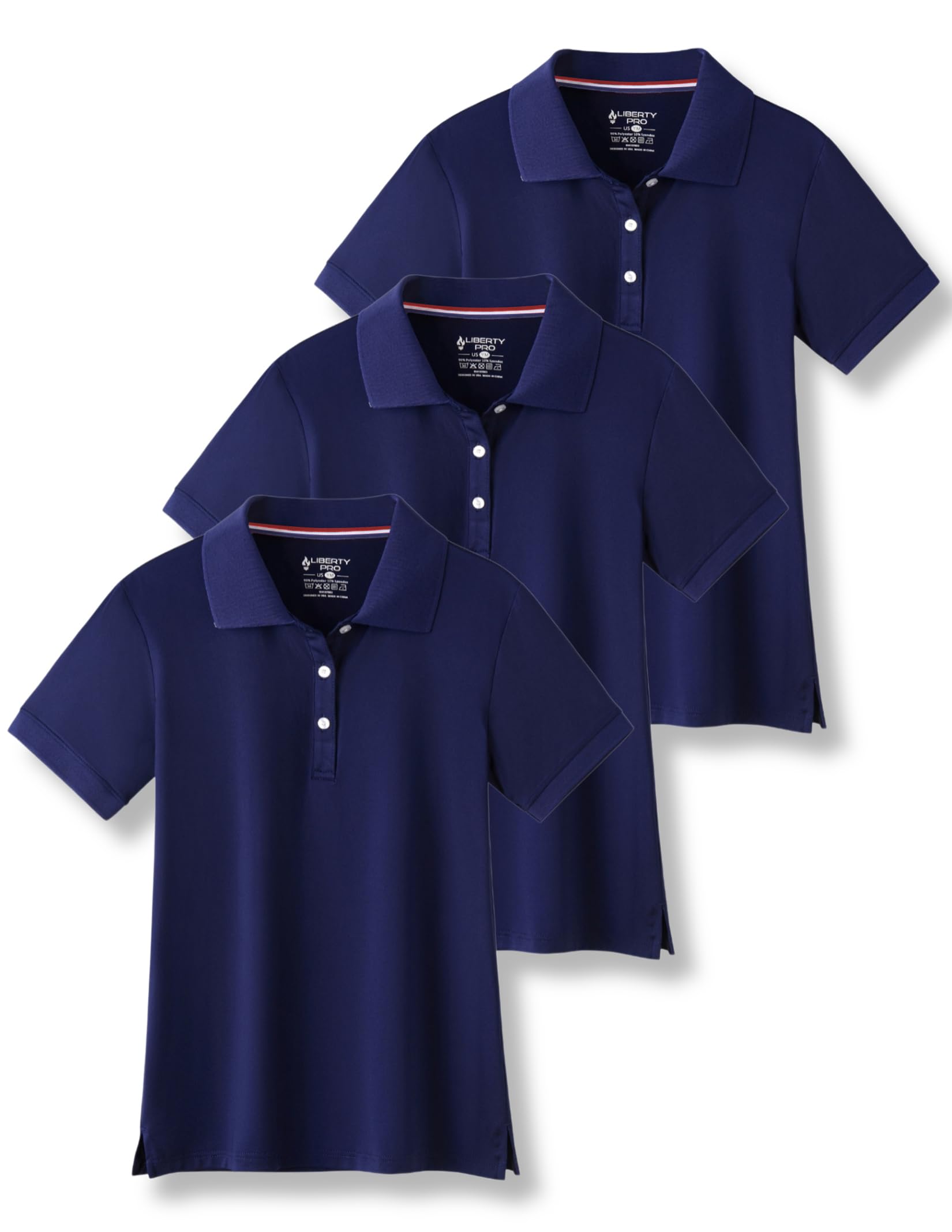 Liberty Pro 3 Pack Youth Girls Short Sleeve Golf Polo Shirts