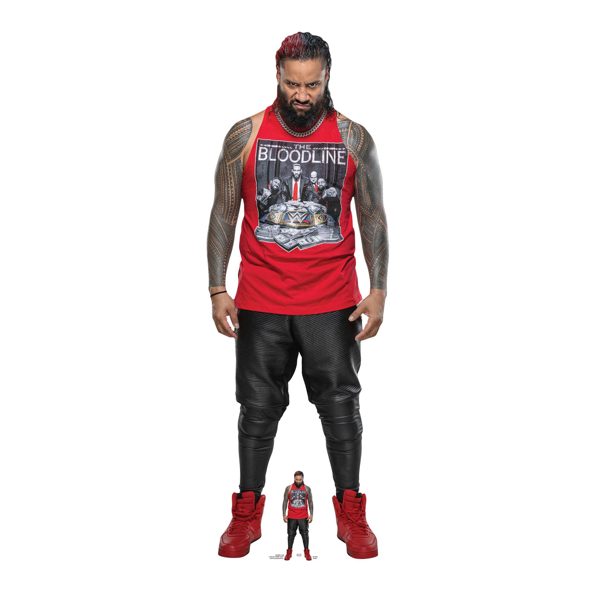 Jimmy USO WWE SC4167 figurine en carton taille réelle avec sa mini silhouette