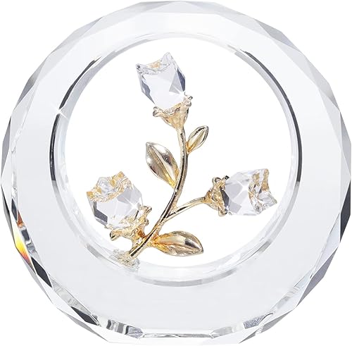 Miniatura 7 de LONGWIN Figuras de flores de tulipanes de cristal con anillo circular exterior, ramo de primavera de cristal, figuras coleccionables, decoración