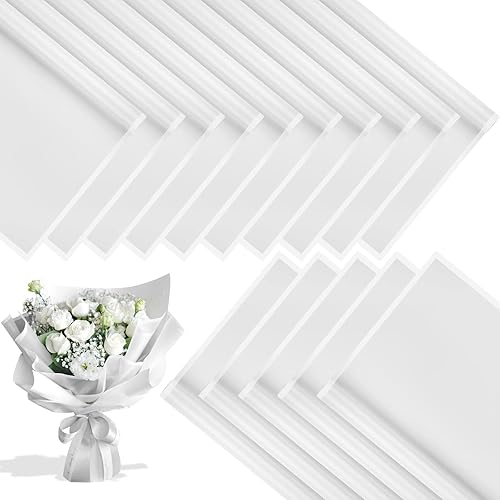 Miniatura 8 de 20 hojas de papel de regalo de flores, papel de regalo de ramo floral impermeable, borde dorado, suministros de ramo de floristería coreana para