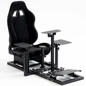 Hottoby Flight Racing Simulator Cockpit with Black Seat Adjustable&Shifter Platform Upgrade Fit for Logitech G29,for Thrustmaster Hotas Warthog,for PXN,Multi-Function Stable,Includes Frame Seat Only