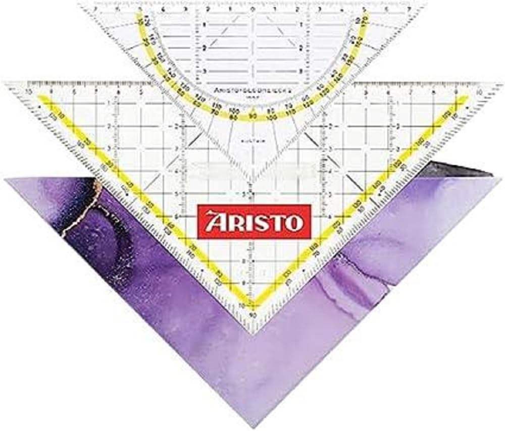 Aristo AR18003B Set 3-in-1 - TZ Triangle AR1650/2 & Set Square AR1552 with Geocover Protective Case (Triangles with Ink Nubs, Geocover with Holes and Magnetic Closure) Soft Lavender