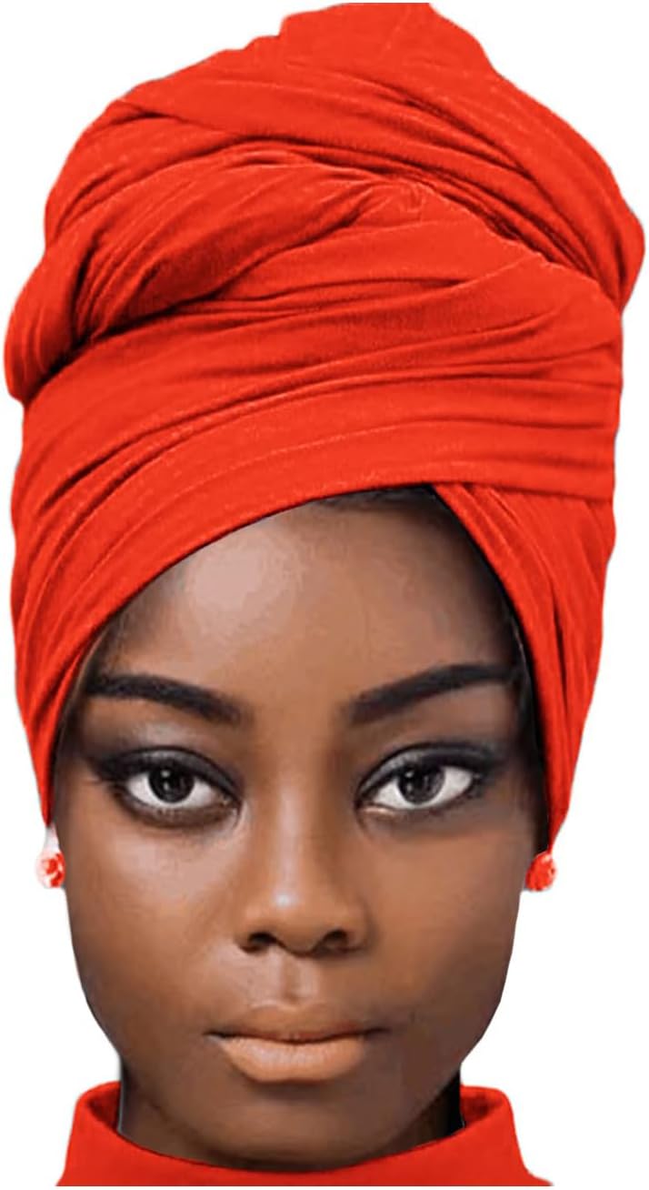 African Scarfs for Women Head Wraps Stretch Turbans Jersey Bun Styles Headbands for High Ponytails