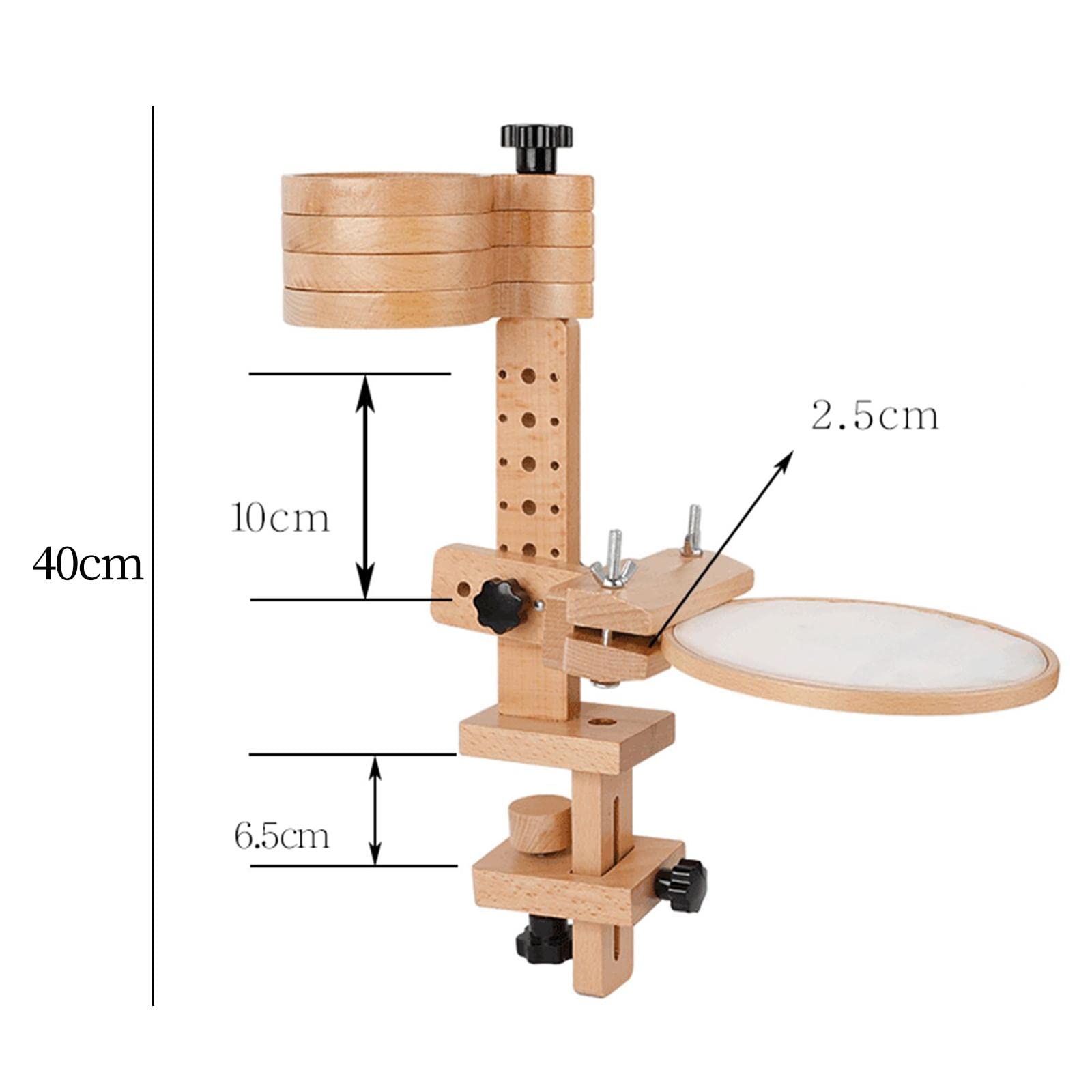 Supporto for Telaio da Ricamo in Legno, Quattro vassoi for Perline for riporre Piccoli Oggetti Accessori for Cucire in Legno Rotondi Regolabili in altezza/663