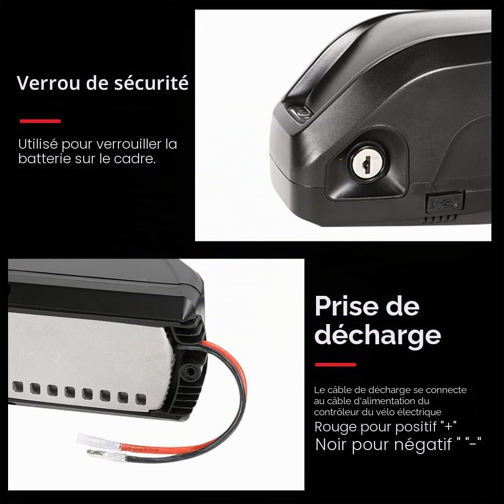 SEASON Batterie Ebike Hailong 36V 48V 52V 13-20Ah Batterie de vélo électrique convient pour vélo électrique 1000W / 750W / 500W, Batterie lithium-ion 4 broches avec chargeur