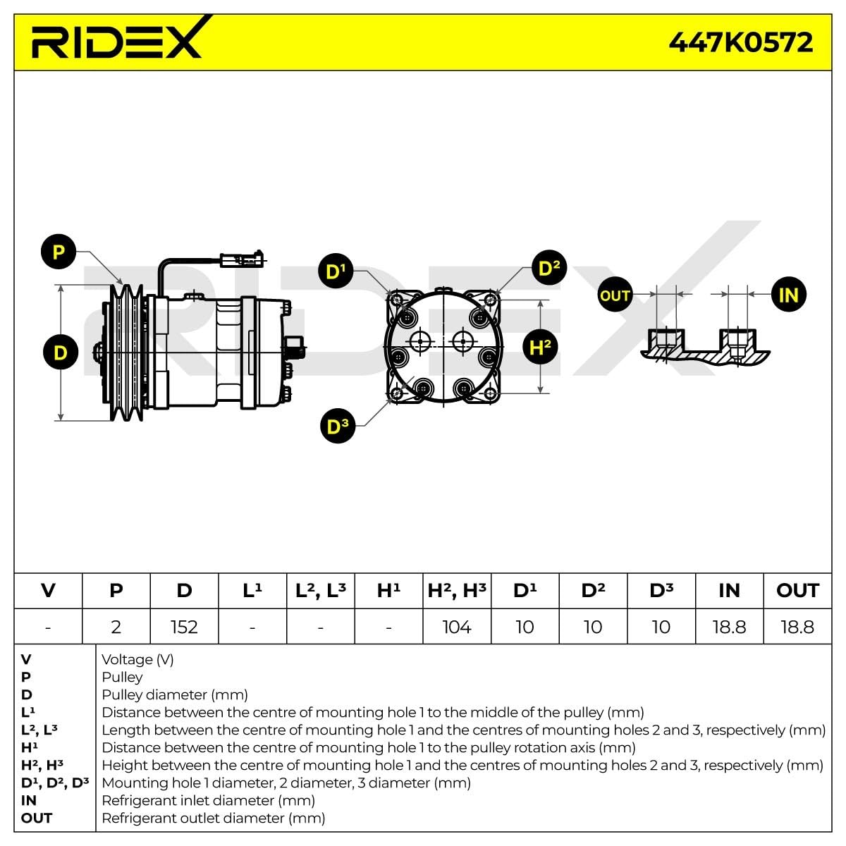 RIDEX 447K0572 Compressore aria condizionata con olio compressore-PAG