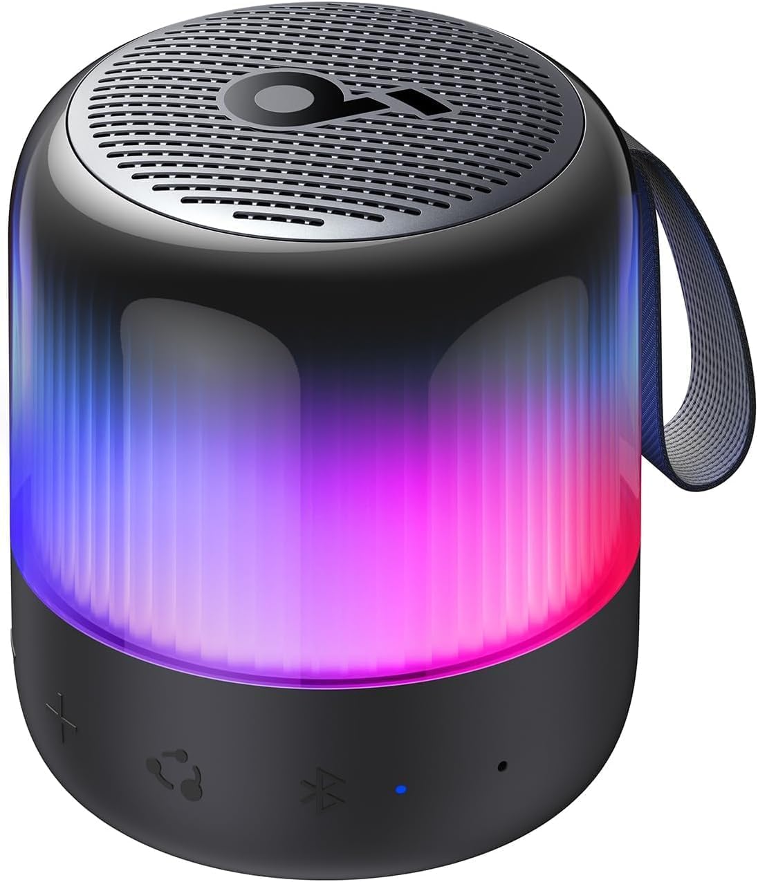Glow Mini Portable Speaker By Anker, Bluetooth Speaker with 360° Sound, Light Show, 12H Battery, Customizable EQ and Light, IP67 Waterproof and Dustproof, for Camping, Home and Beach Parties