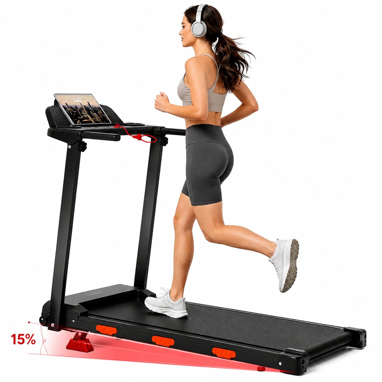 Tapis Roulant Pieghevole Salvaspazio per Casa, Inclinazione 15%, Walking Pad Elettrico 12 km/h, Motore Silenzioso 3.0 HP, Display LED, Portata 156 kg