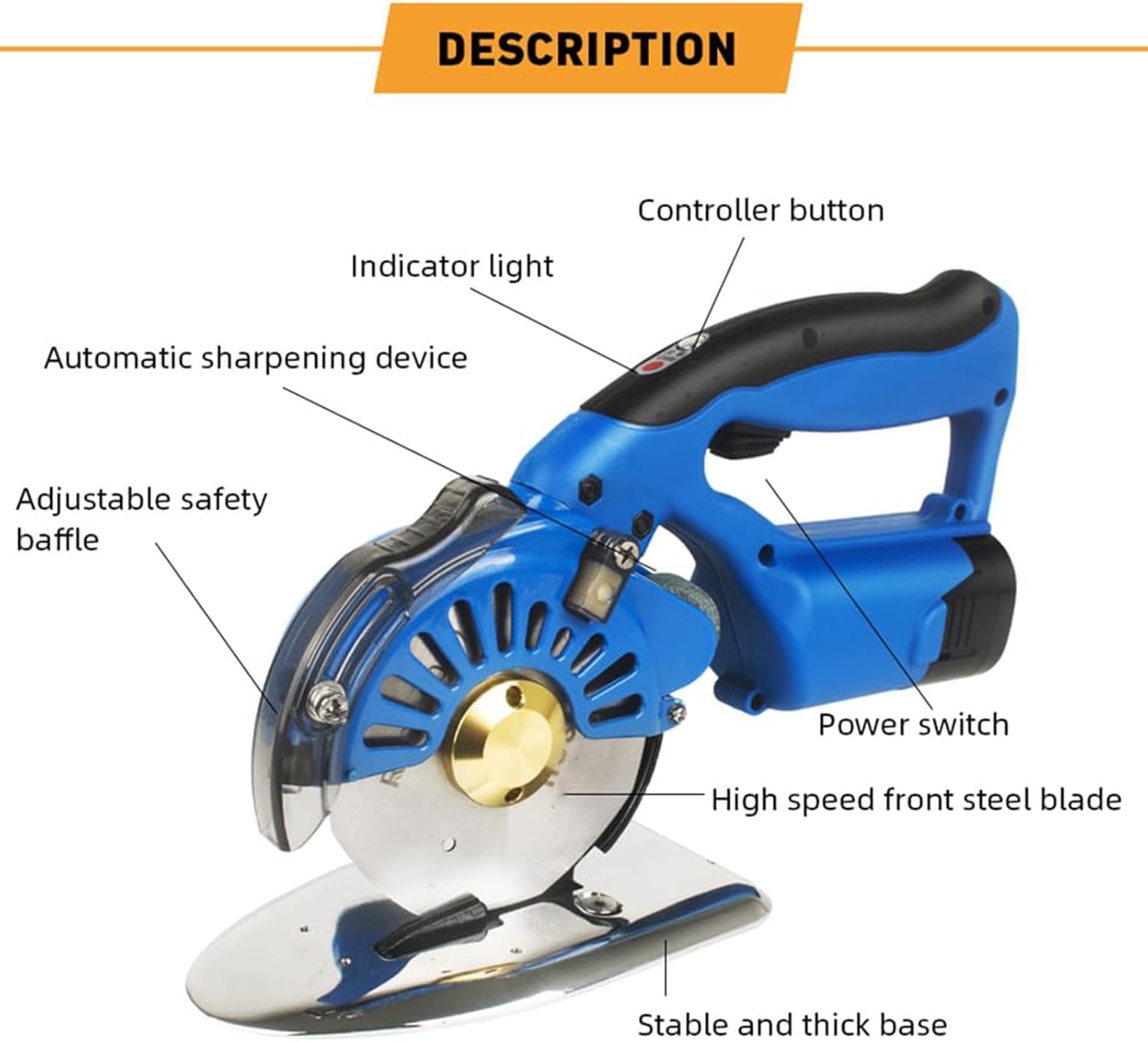 Cortador eléctrico giratorio de tela, recortadora inalámbrica con 5 ajustes de velocidad y afilado automático, herramienta de corte para cuero, alfombra, vinilo, hoja recargable de 125 mm