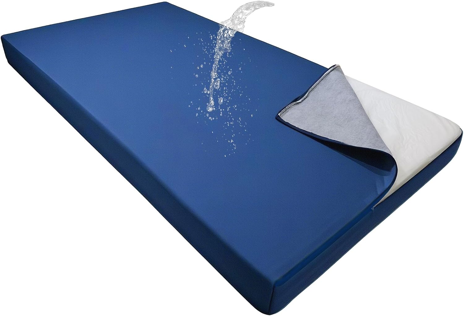 Olefin Twin Outdoor Porch Swing Bed Mattress Cover Waterproof, Twin Size Patio Daybed Cushion Covers Fitted Sheet Slipcover with Zipper, Only Cover (Navy Blue, 75 * 39 * 6IN)