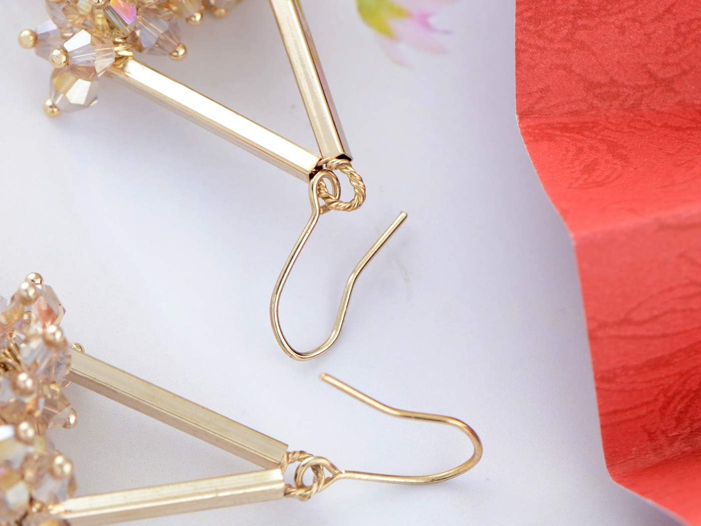 Alilang Cluster Flower Drop Dangle Crystal Rhinestone Pendant Earrings Golden Tone Pillar Connected