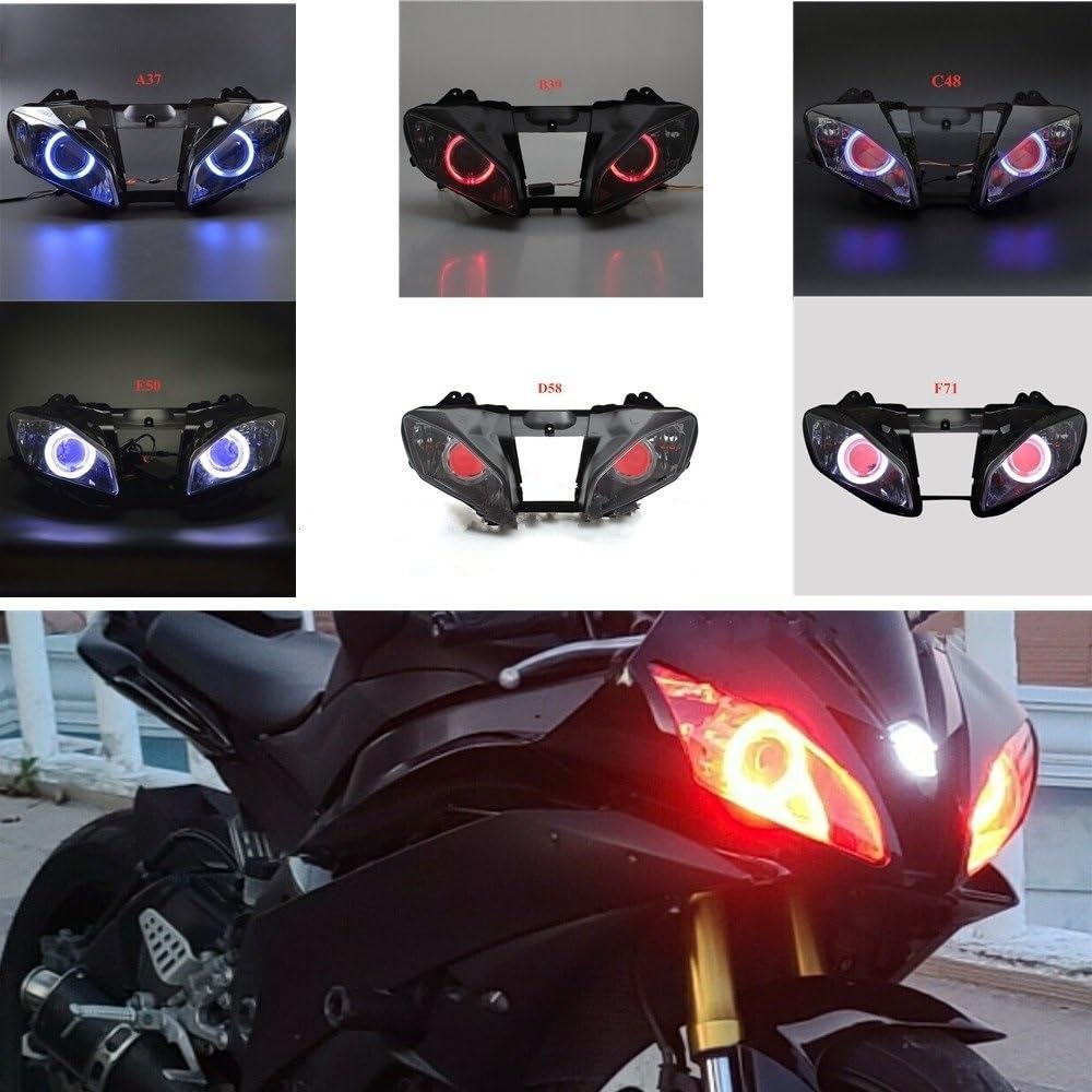 Dirt Bike Reflektor Motocykl Head Light Pasuje do YZF R6 2006 2007 reflektor motocyklowy Angel Eyes reflektor LED reflektor HID montaż
