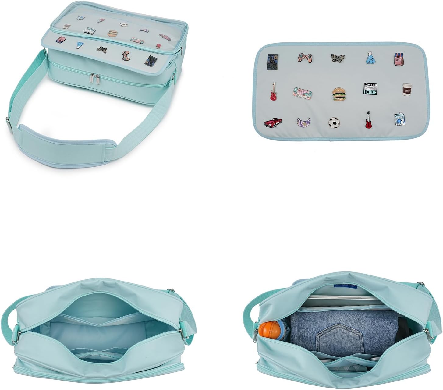 Messenger Ita Bag Canvas Pin Display Purse Crossbody Shoulder Bag for Womens