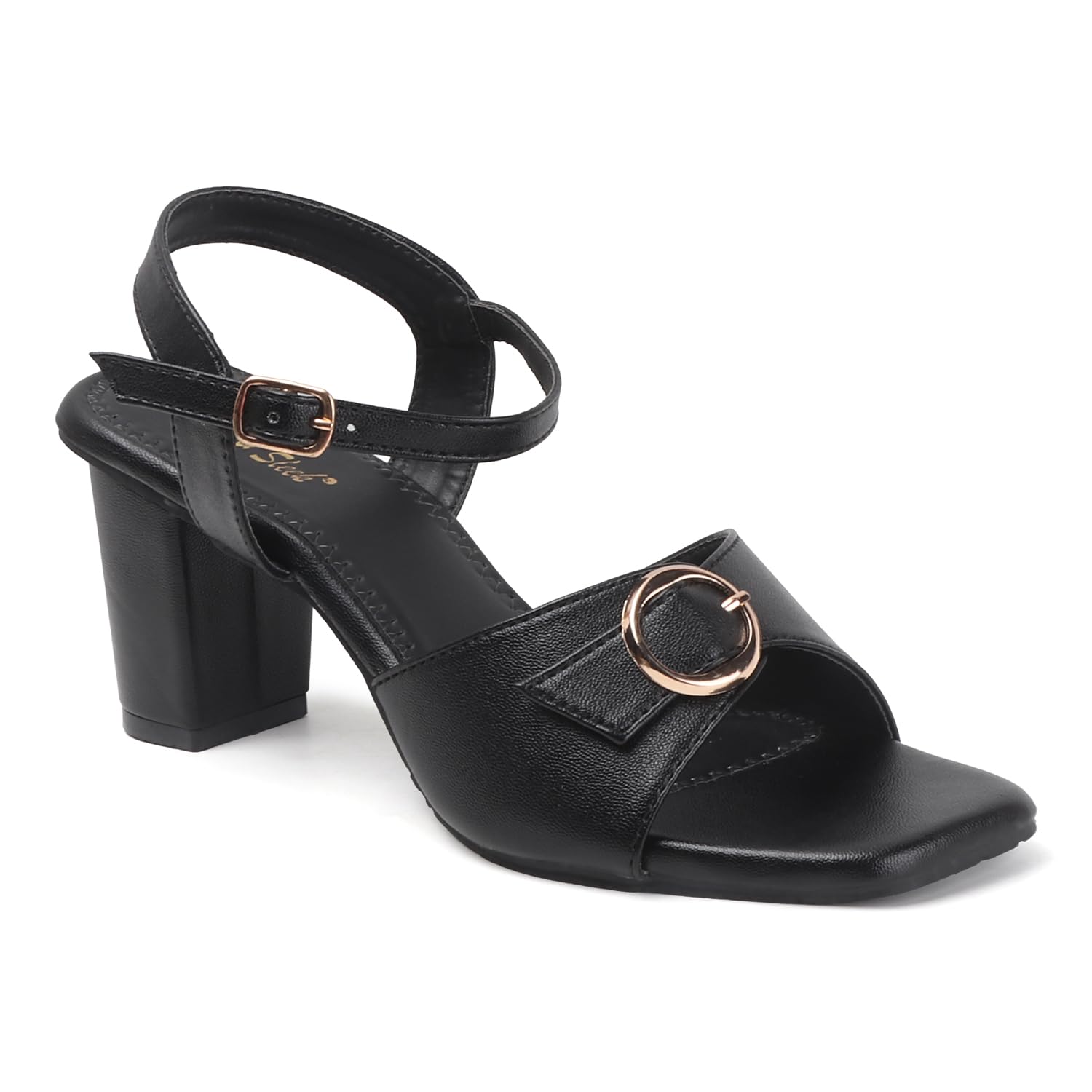 Women's Block Heel Sandals with Buckle Strap, Tan, Ankle Strap Design-image-16
