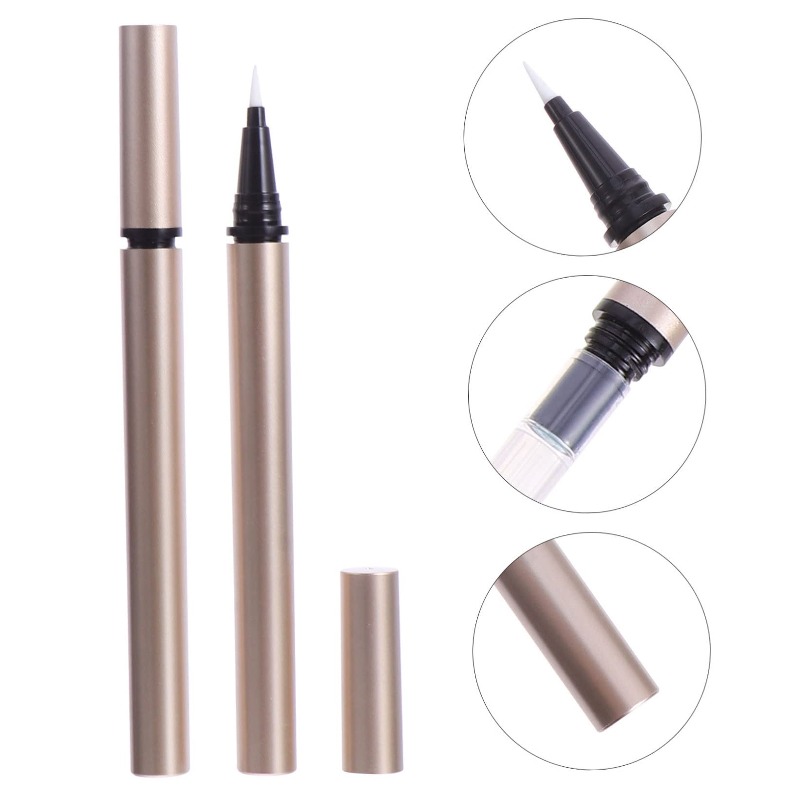 BESTYASH 5 Pezzi Tubo Eyeliner Vuoto 1ml Oro in Plastico Ricaricabile per Conservare Eyeliner Liquido per Negozi Cosmetici e Rivenditori