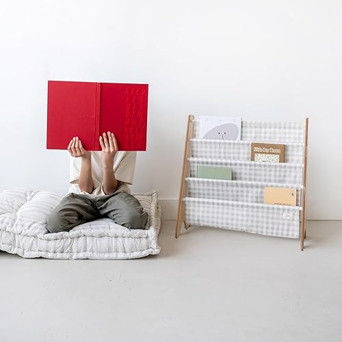 Miniatura 32 de 3 Sprouts Estantería de tela reciclada para niños, organizador de libros de 4 niveles, estantería de madera para guardería, sala de juegos, aula,