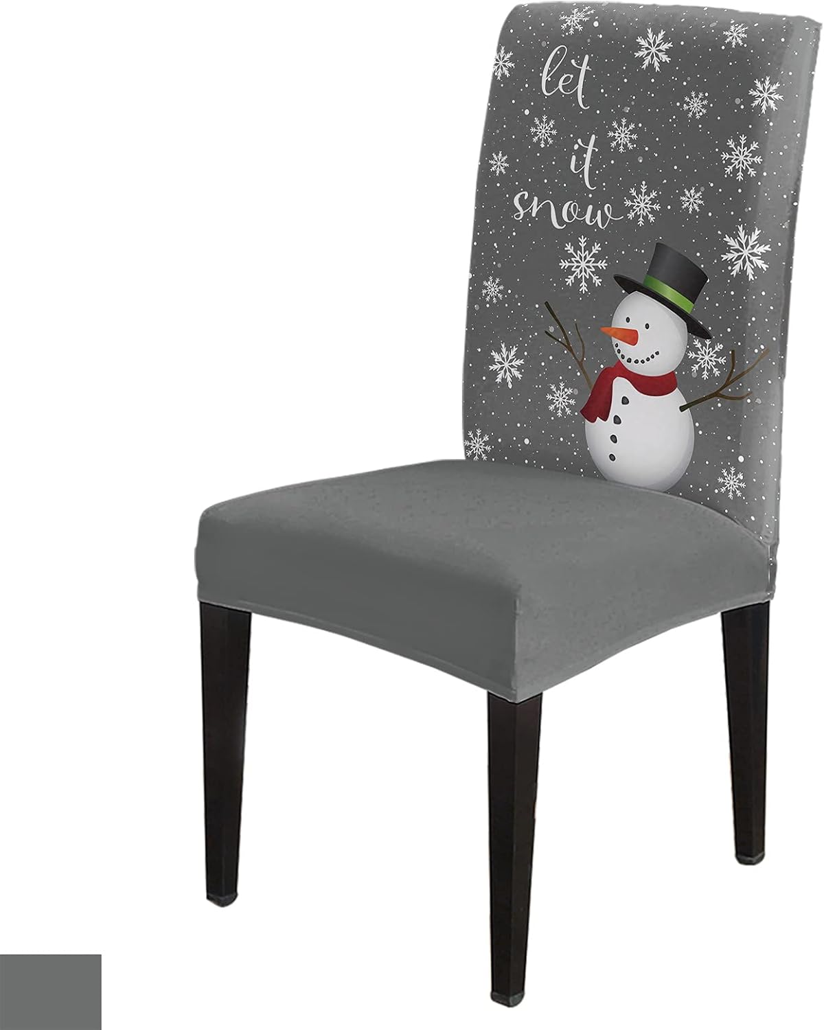 Christmas Dining Room Chair Covers Set of 4 Grey Snowman