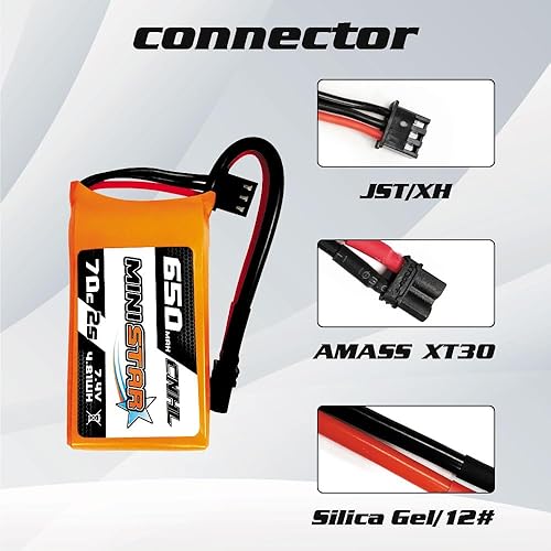 Miniatura 2 de CNHL Batería Lipo de 650mAh 7.4v 2s 70C con enchufe XT30 para 120 tamaño FPV Torrent 110 Inductrix FPV Racing Drone como EMAX Tinyhawk 2 Tiny Whoop