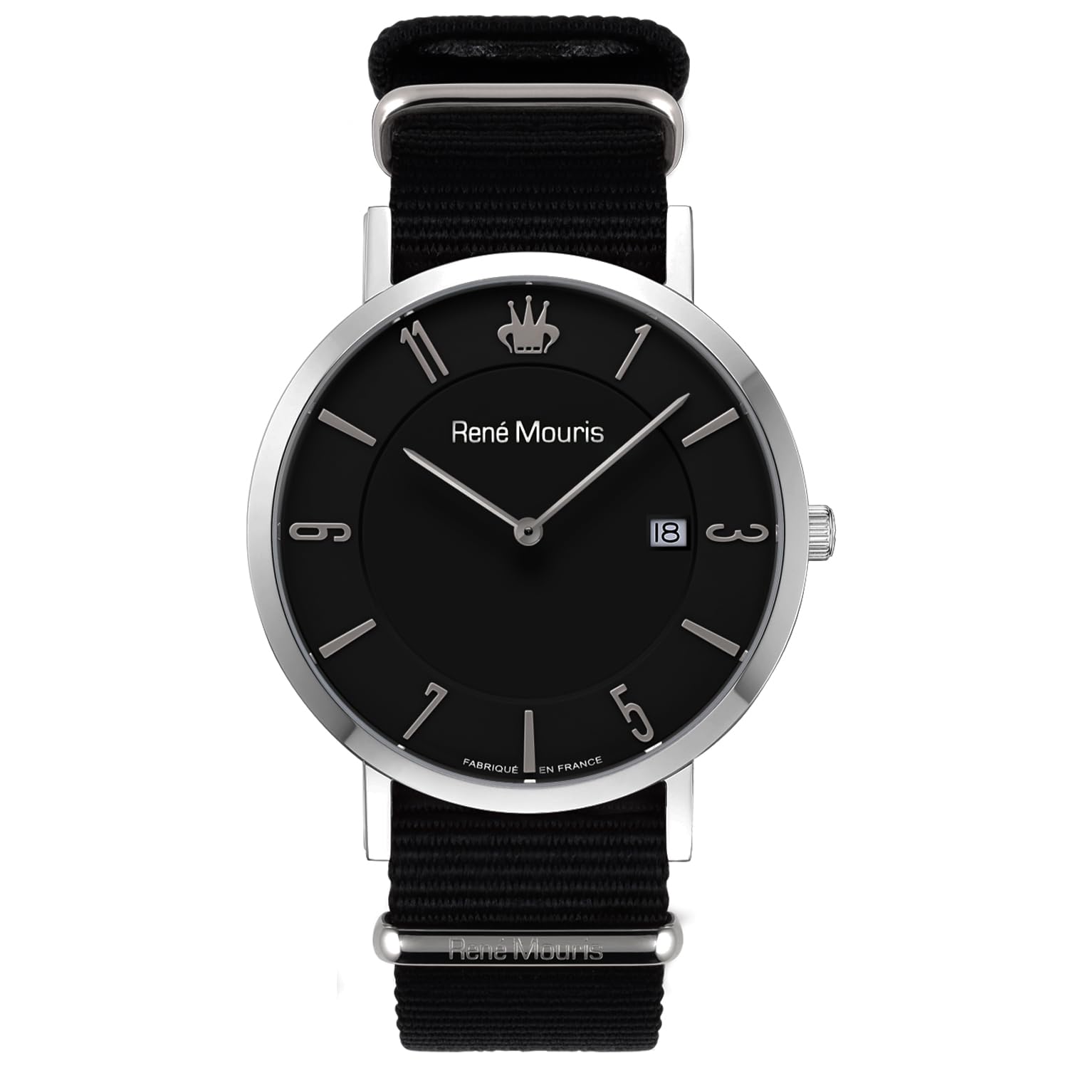 René Mouris L'Emporter Quarzuhren Für Herren – 41MM Klassische Uhr Aus 316L Edelstahl – Mineralglas Mit Saphirbeschichtung – 50M wasserdichte Armbanduhr Mit Nylonarmband.