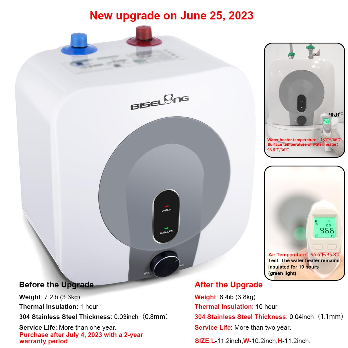 110V-120V 1.5Kw Electric Tank Hot 2.5 Gallon Water Heater Storage，Small  Under Sink Counter RV TR Endless Trailer Kitchen Compact Point-of-Use,2 PCs  16” Long 1/2”FIP Stainless Steel Water Hoses 9.5L - Amazon.com