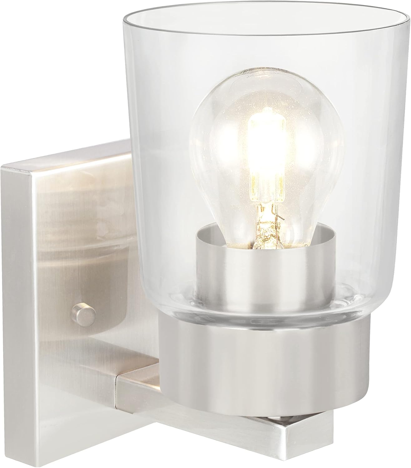 Aspen Creative 62242 One-Light Metal Bathroom Vanity Wall Light Fixture, 4-1/2" Wide, Transitional Design in Brushed Nickel