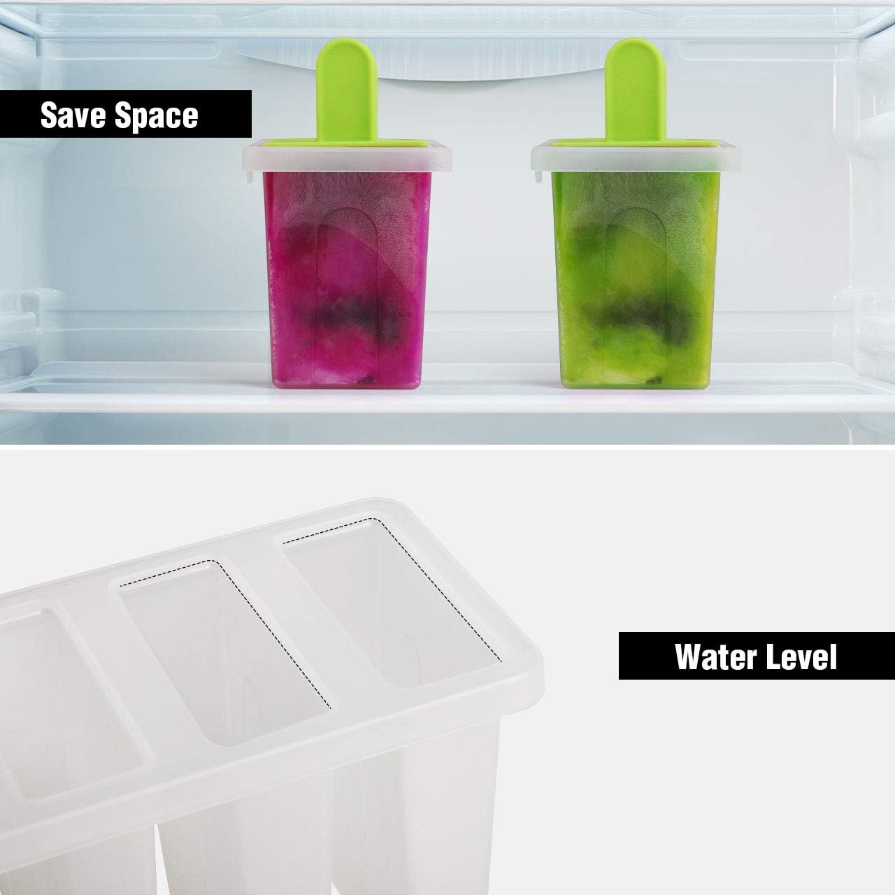 Kootek Popsicles Molds Set - 8 Ice Pop Mold Homemade Ice Cream Maker Reusable Popsicle Tray Holder with Bin, Sticks, Silicone Funnel, Cleaning Brush (Green)